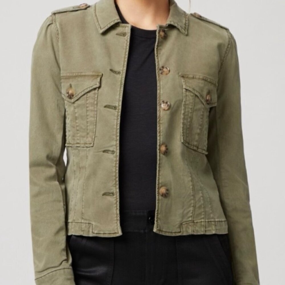 NWT PAIGE Pacey Jacket Sz.L Vintage Ivy Green  Buttons Preppy Minimalist $249 - Picture 4 of 16